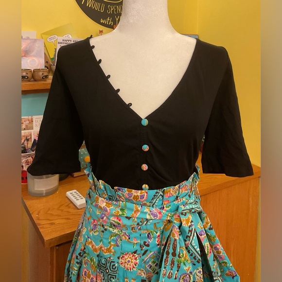 eShakti Black and Teal Floral Maxi Dress - Picture 4 of 11